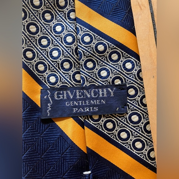 Givenchy Blue and Gold Striped Tie - Picture 2 of 7